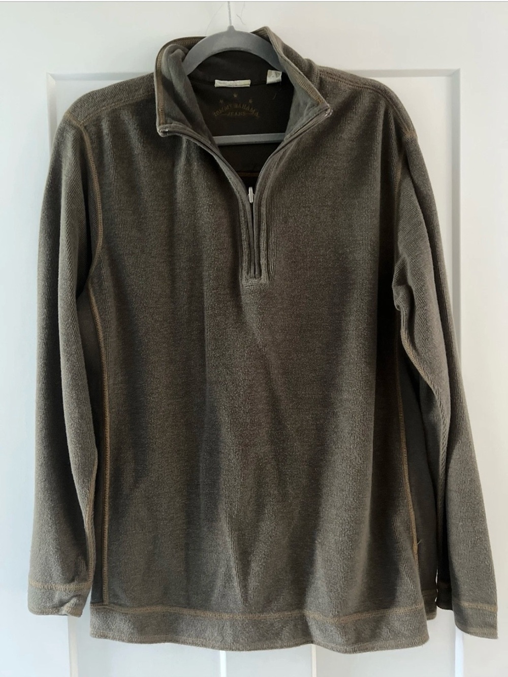 Tommy Bahama 1/4 Zip Pullover Sweater Mens Olive Green Size L
